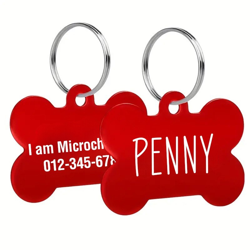 Custom Bone Aluminum Pet ID Tag Engraved Placa Perro Gato 10 Colors 3 Sizes USA