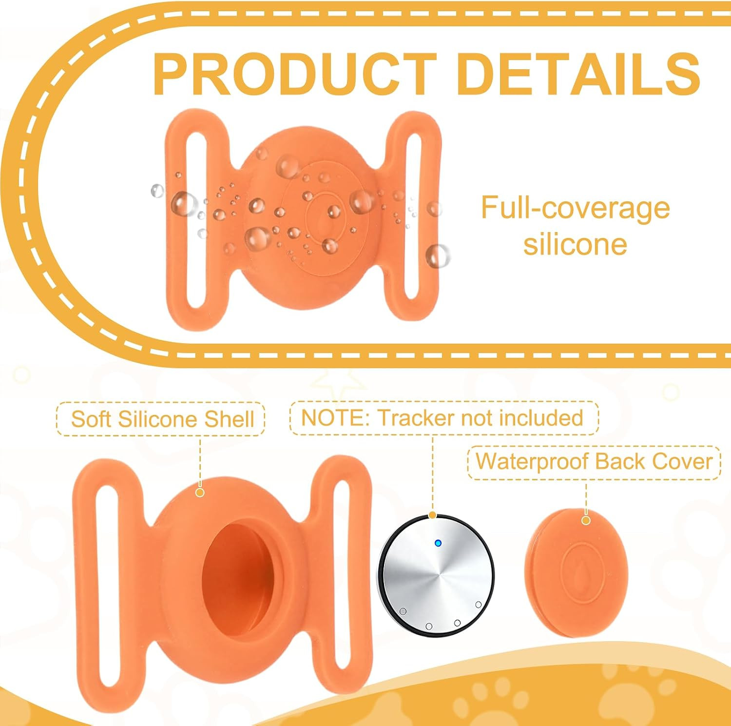 Dog Collar Tag, Dog Tracker Holder Silicone Tag Protective Case Waterproof Cat C