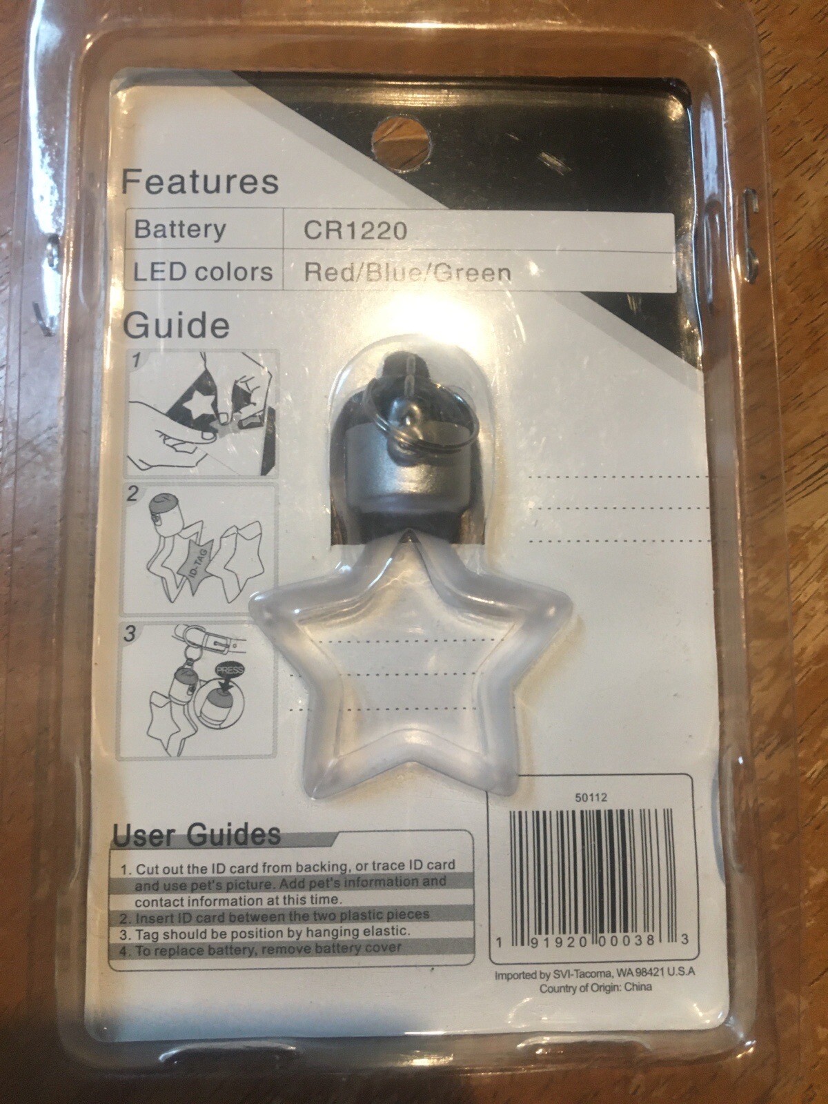 Flashing Dog Pet Pentacle ID Tag Specialties New Sealed!