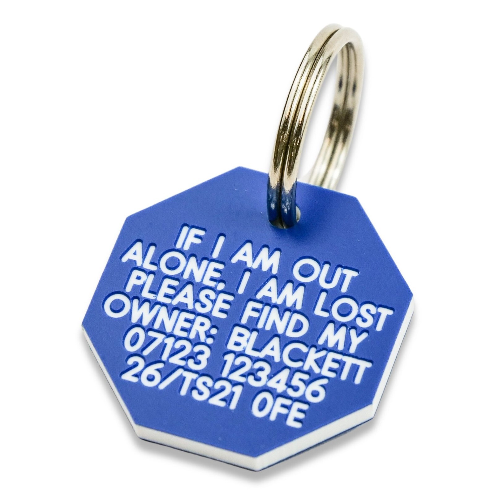 Pet Dog Cat ID Collar Tags – Deeply engraved, 27mm Plastic Octagonal. 7 COLOURS
