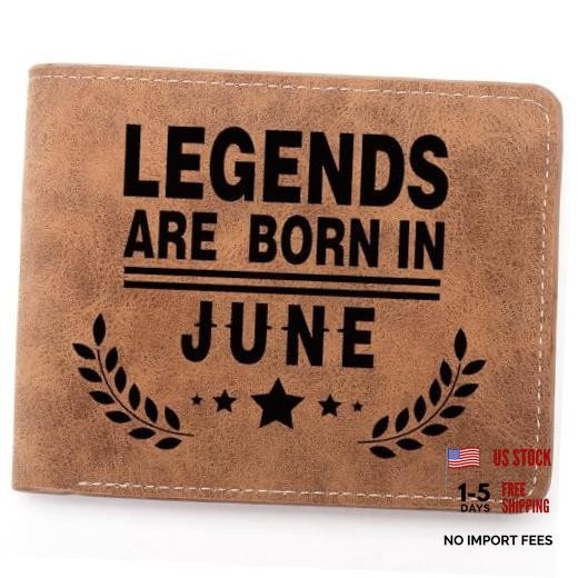 Funny Birthday Gifts,Leather Wallet for Men,Engraved Personalized Leather JUNE