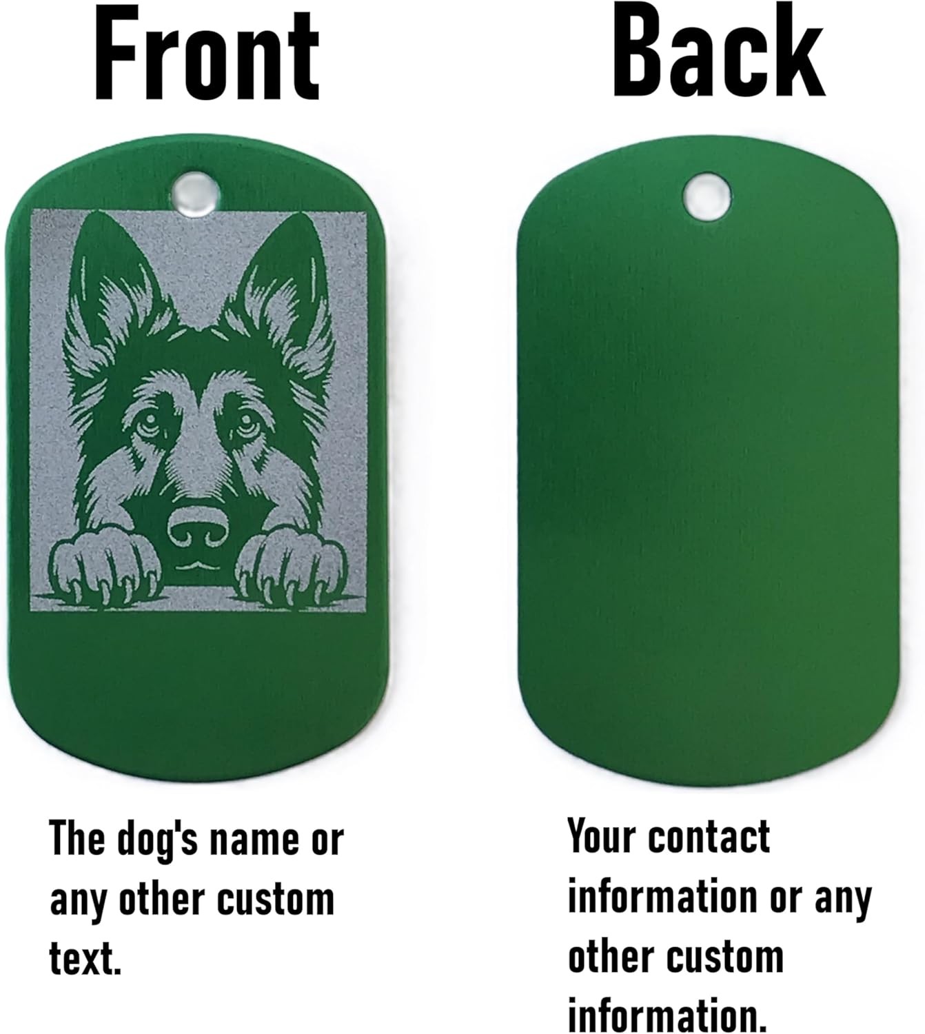 Military Style Customized German Shepherd Dog ID Tag – Name Tag for Pet Collar