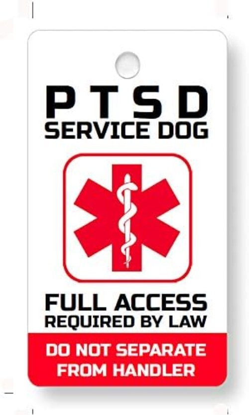 PVC PTSD Service Dogs Key or Collar Tag for ADA PTSD Service Animals PT21