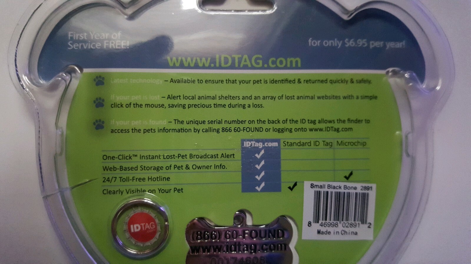 Dog ID tag Black Bone New In Package Lot Of 2