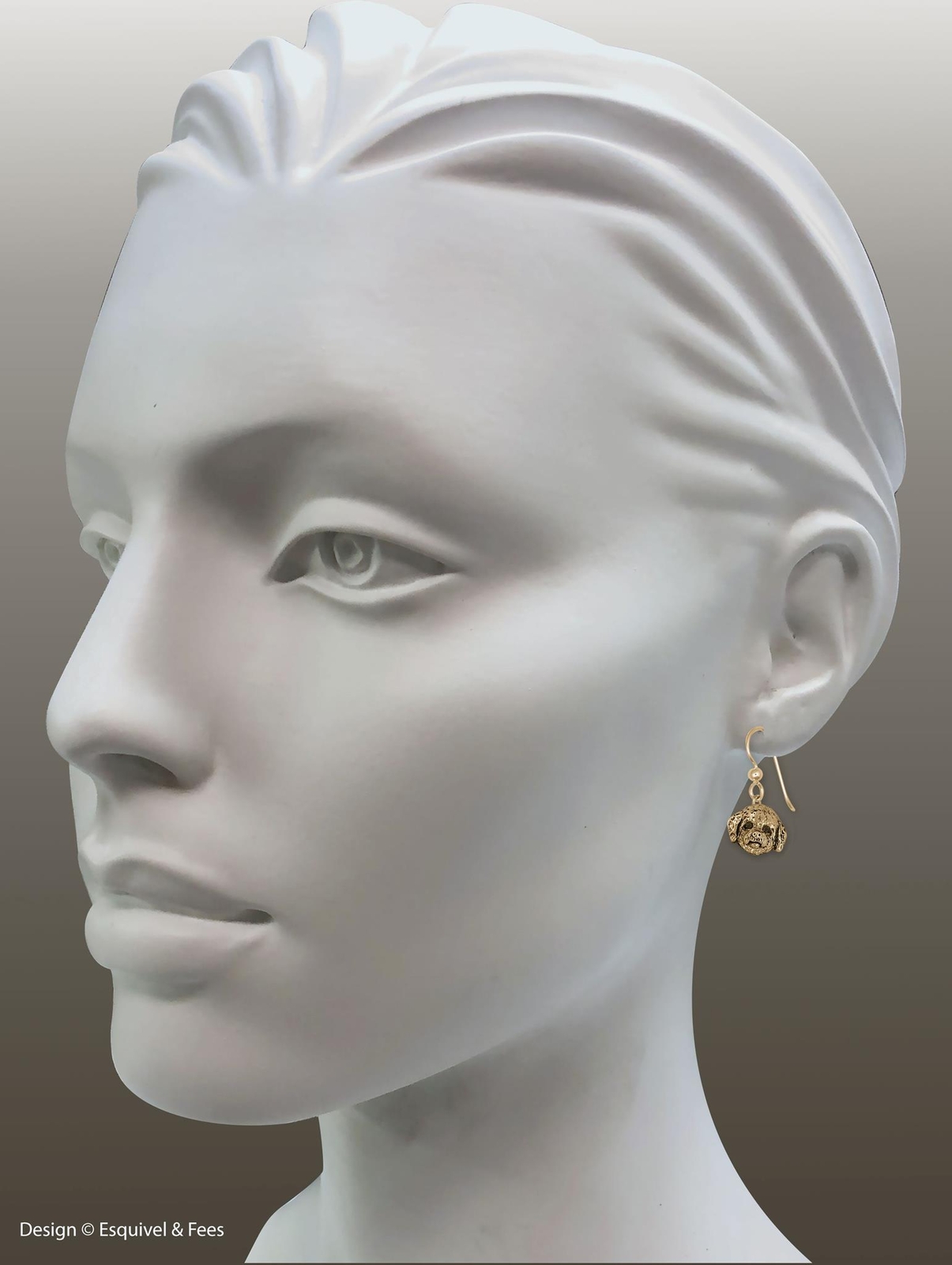 Poochon Earrings 14k Gold Vermeil Handmade Bichapoo Jewelry PC1H-EVM