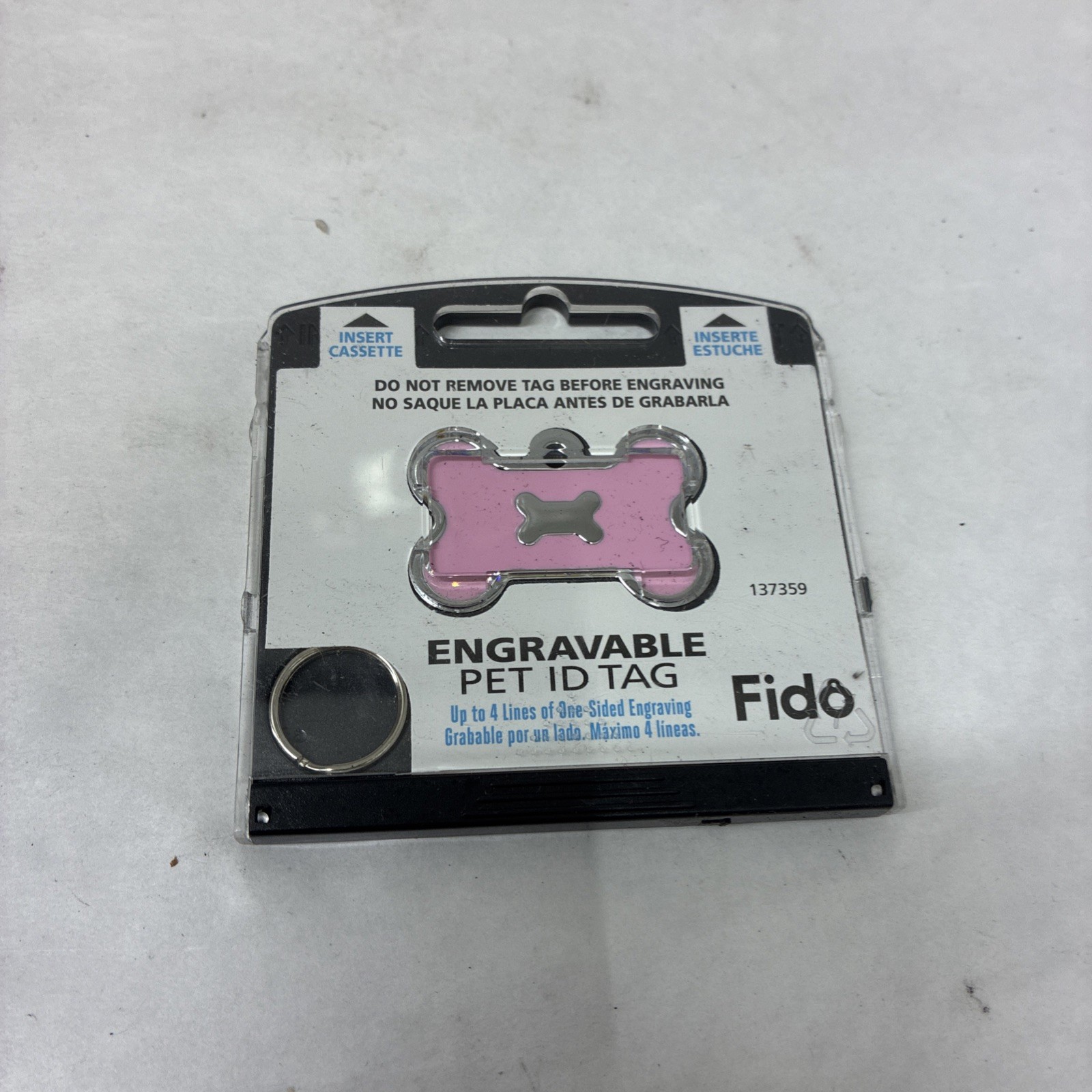 FIDO engravable Pet I.D. Tag – Pink Dogbone
