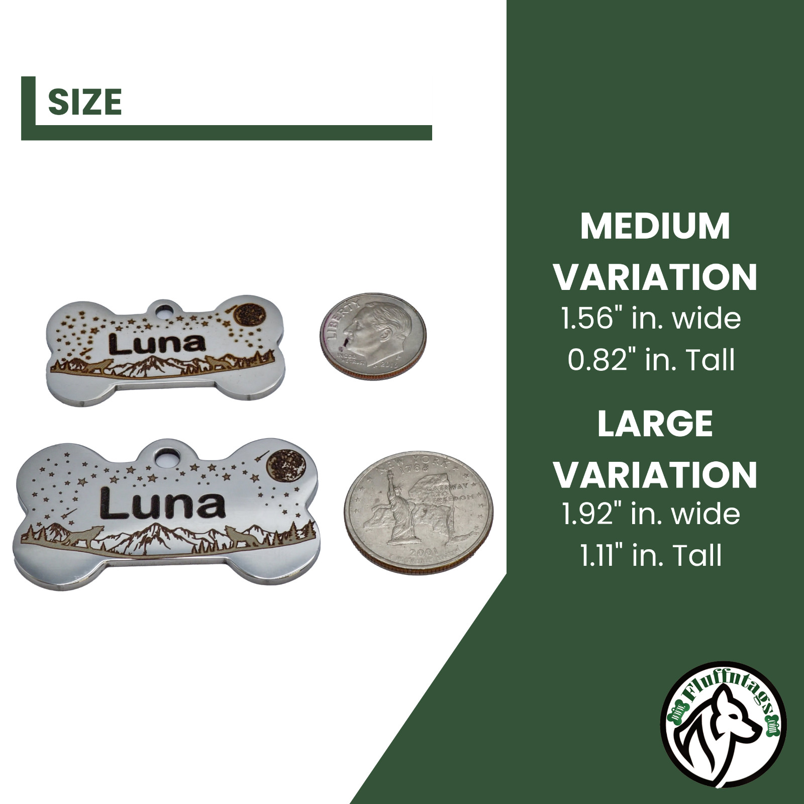 Custom Deep Engraved Pet ID Stainless Steel Dog ID Tag Bone Lifetime Warranty *