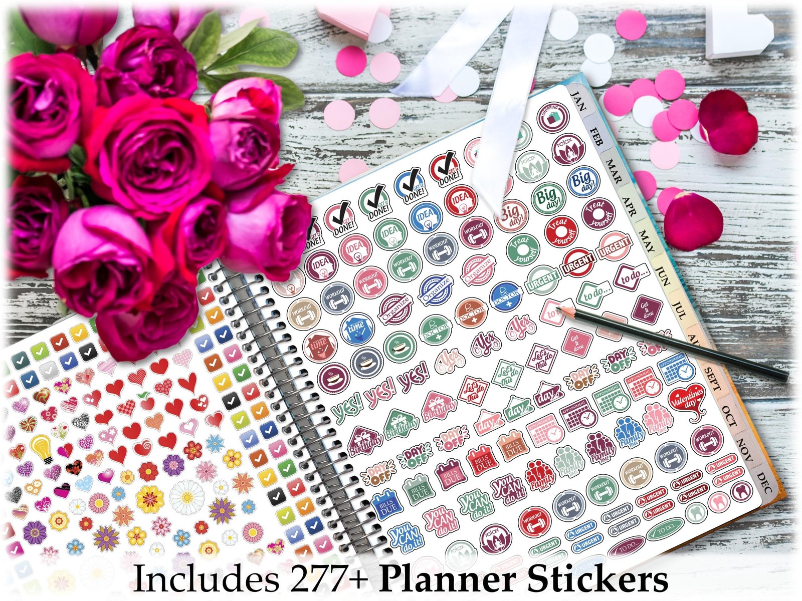 Planner 2026-2027 – Daily Weekly and Monthly Calendar with Stickers, Tabs, Po…