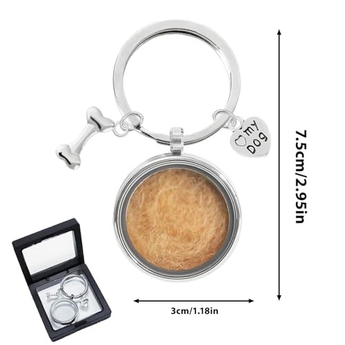 Dog Hair Keepsake Locket Keychain Memorial Stainless Steel