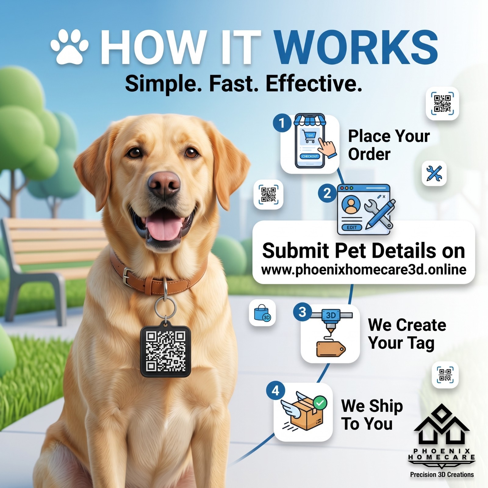 Custom QR Pet ID Tag Personalized Dog Cat Collar Tag Emergency Contact QR Code