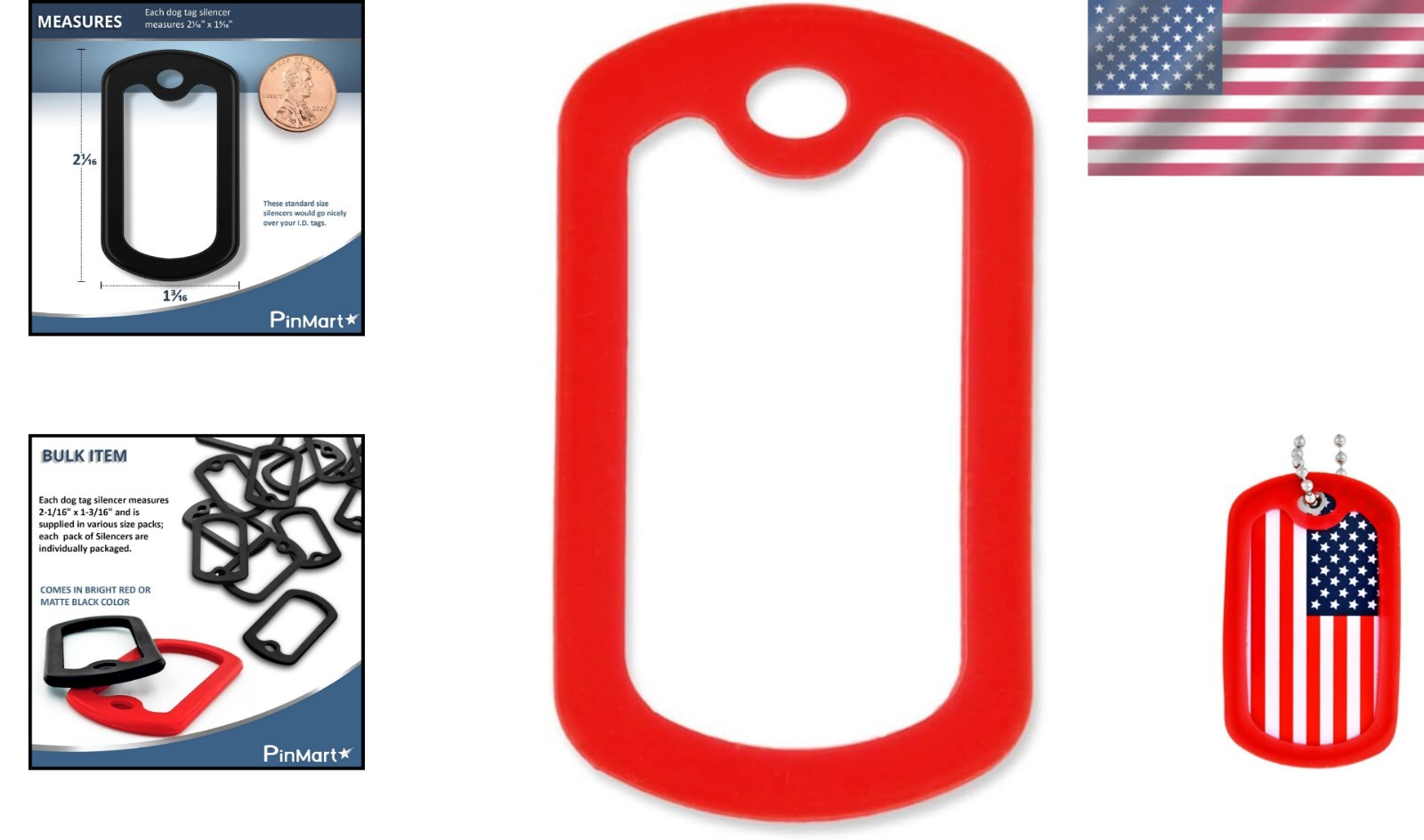 Engraved Dog Tag Holders – Red Silicone Silencers for Noise-Free Wear – 5 Pack