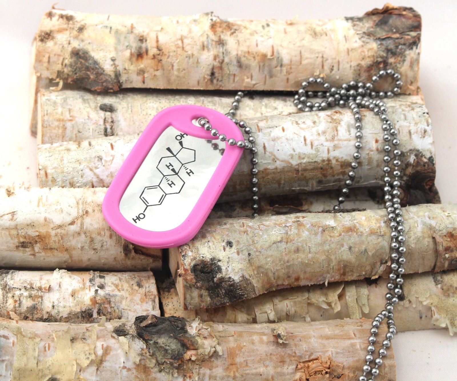 Estrogen Molecule Dog Tag – “Self Made” Dog Tag Necklace – Trans Pride Gift