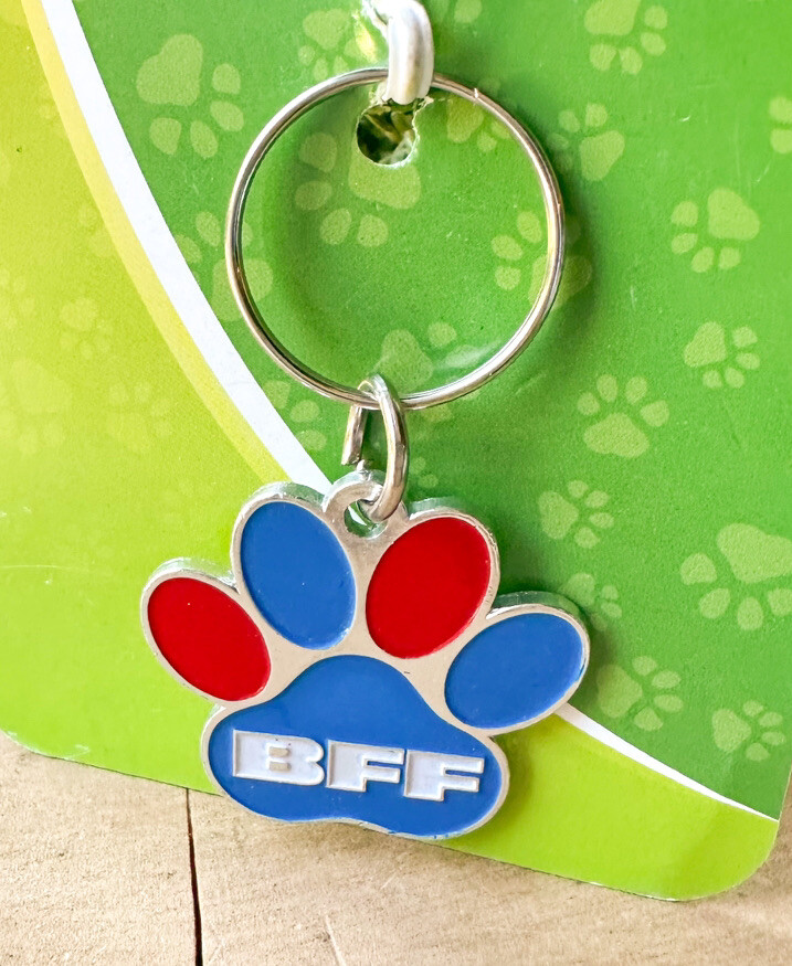 Pet Essentials Best Friends Forever Animal Cat Dog Collar Charm BFF Blue Red Paw