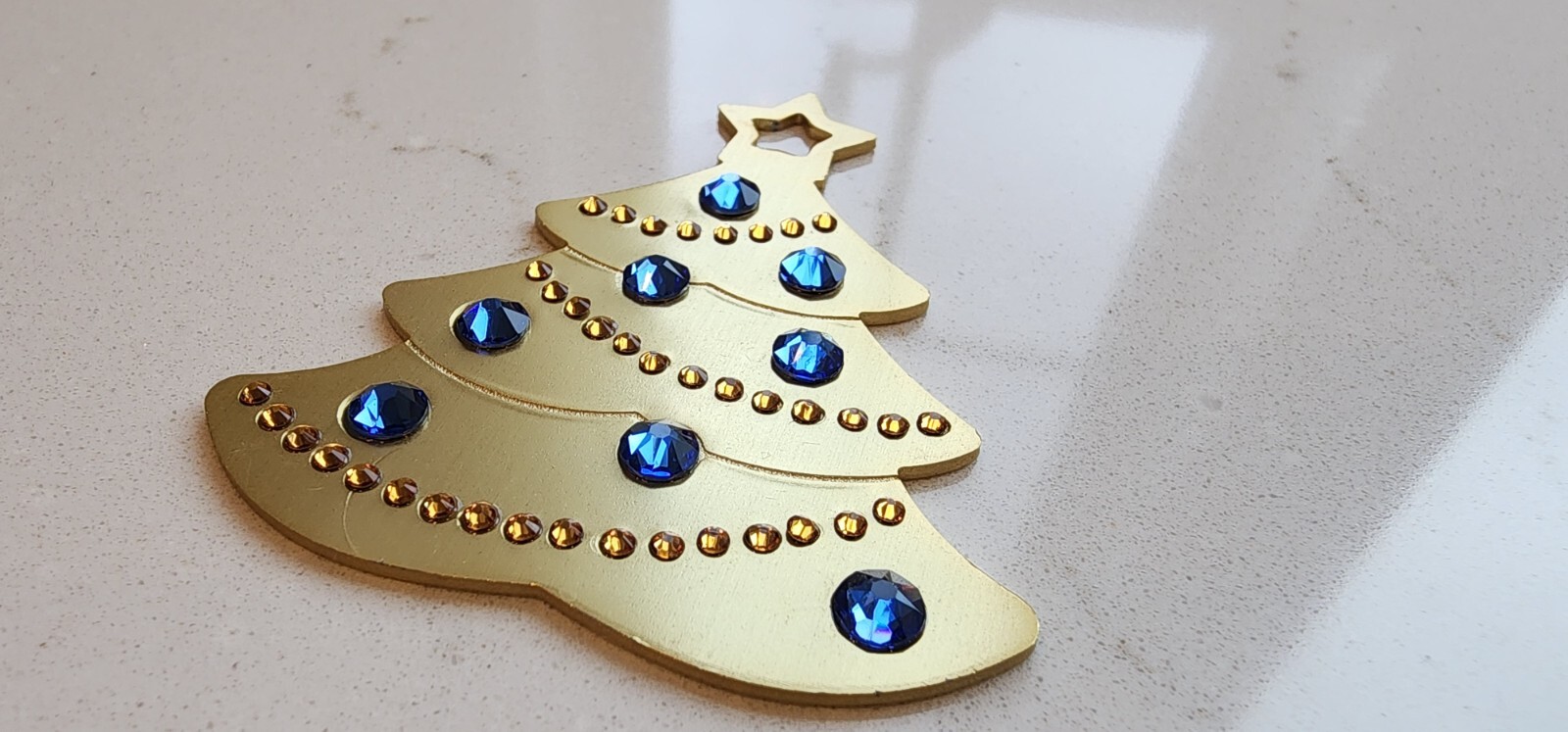 CUSTOM ENGRAVED CHRISTMAS TREE PET TAG ORNAMENT ID TAG with DECORATIVE CRYSTAL