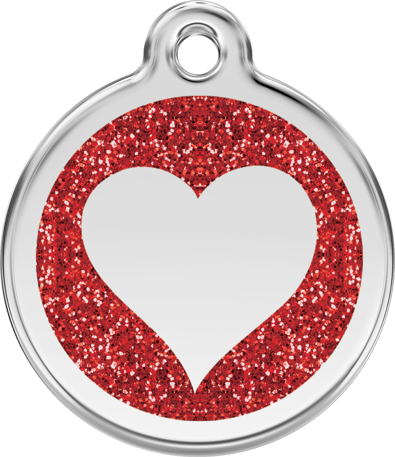 Red Dingo Heart Glitter ID Charm Dog Tag Red Blue Purple Pink Gold Silver Aqua