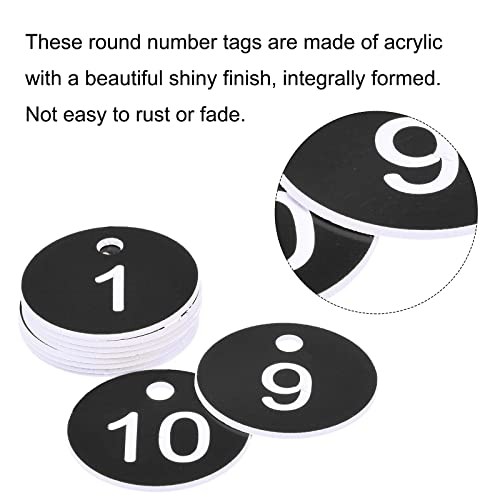 Round 1-10 Number Key Acrylic Engraved ID Tags for Decoration, Pack of 10 Black
