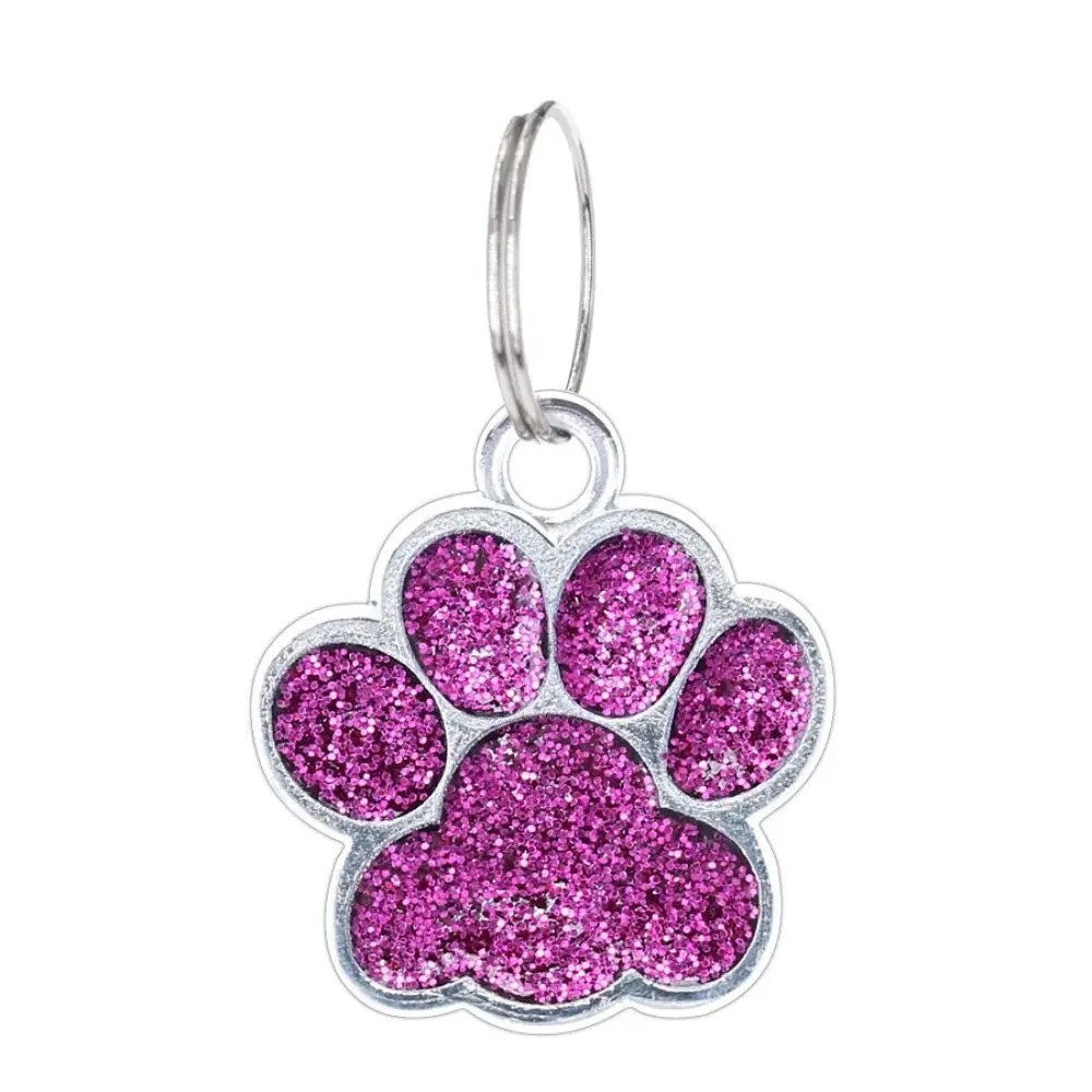 Paw Print Pet ID Tag | Glitter Dog & Cat Collar Pendant
