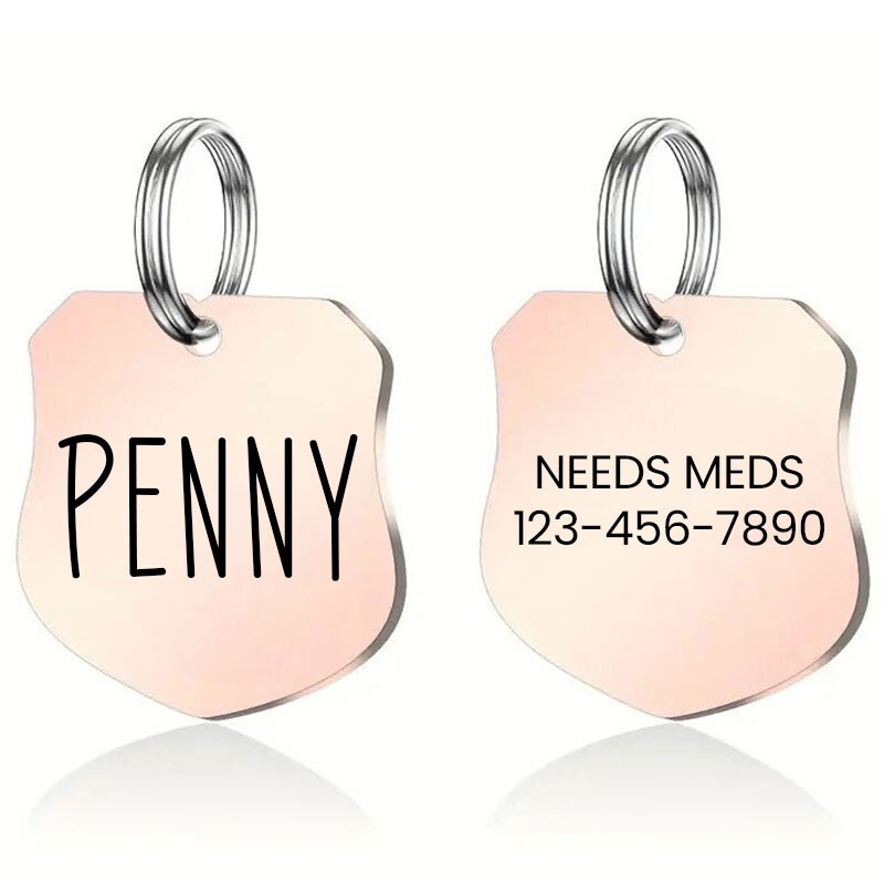 Custom Shield Pet ID Tag Stainless Steel Deep Engraved Personalized Dog Cat Name