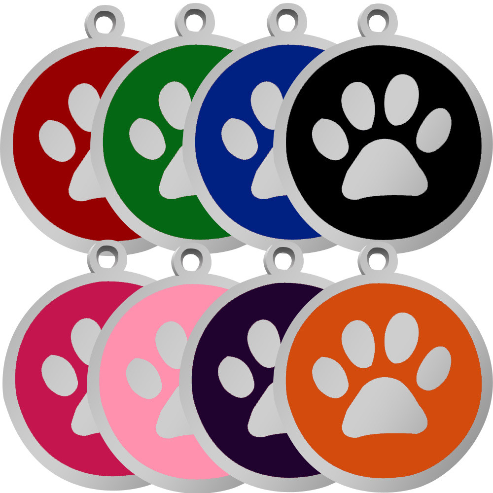 Custom Personalized Dog Tags Round Bone Paw Print Disc Free Engraved Cat ID Tag