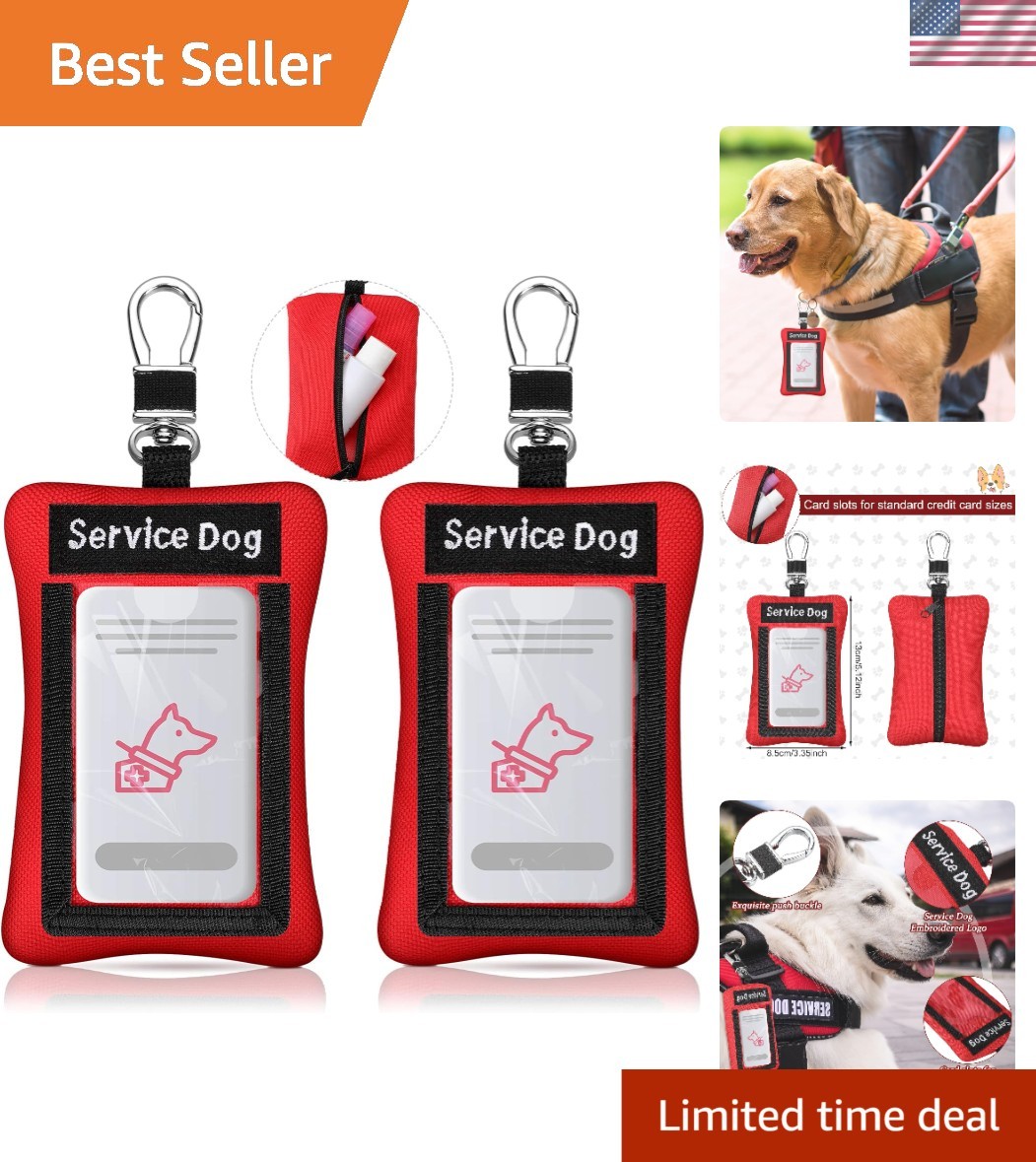 Convenient 2-Pack Service Dog ID Holders – Clip-On Design & Pouch Storage