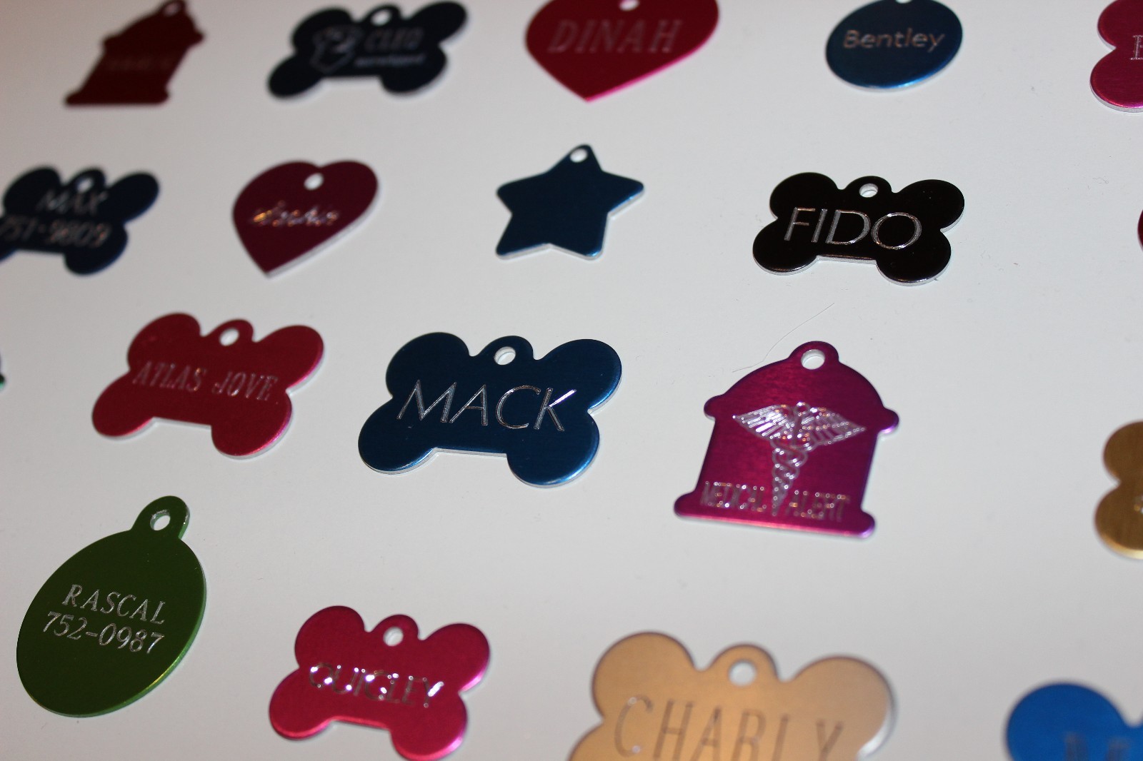 PET TAGS ID DESIGNER ID TAGS SINGLE SIDED DIAMOND ENGRAVED DOG CAT NAME TAG