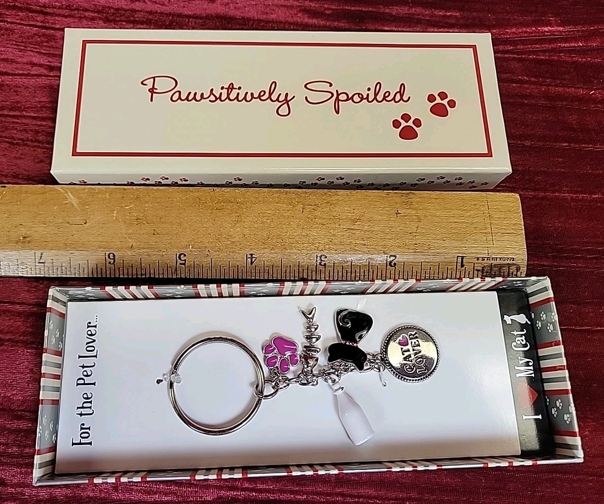 Pawsitively Spoiled NIB For The Pet Lover 49127 I LOVE MY CAT CHARM KEY CHAIN
