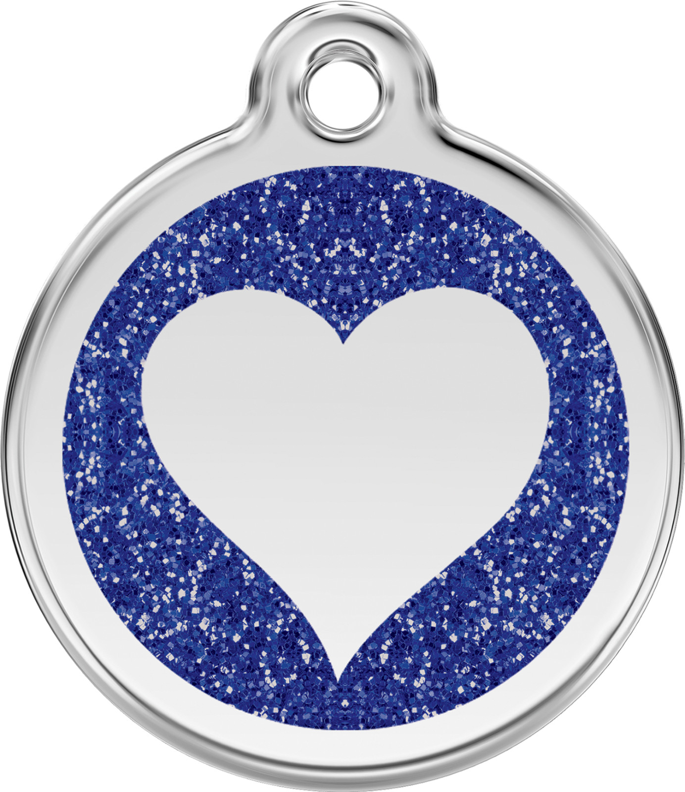 Red Dingo Heart Glitter ID Charm Dog Tag Red Blue Purple Pink Gold Silver Aqua