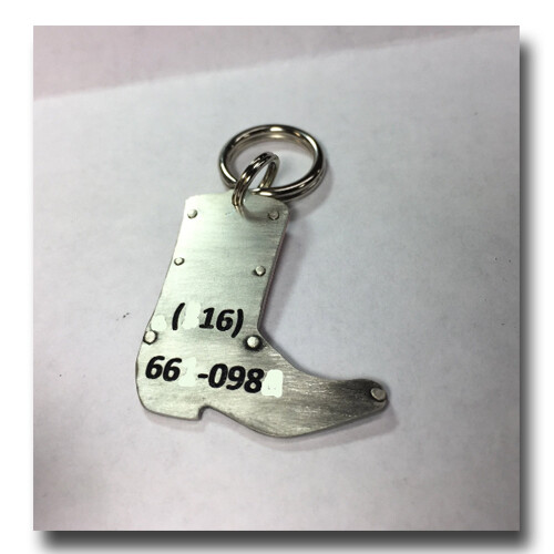Cowboy Cowgirl Boot Pet ID Dog Name Tag Free Engraving Copper Nickel Silver