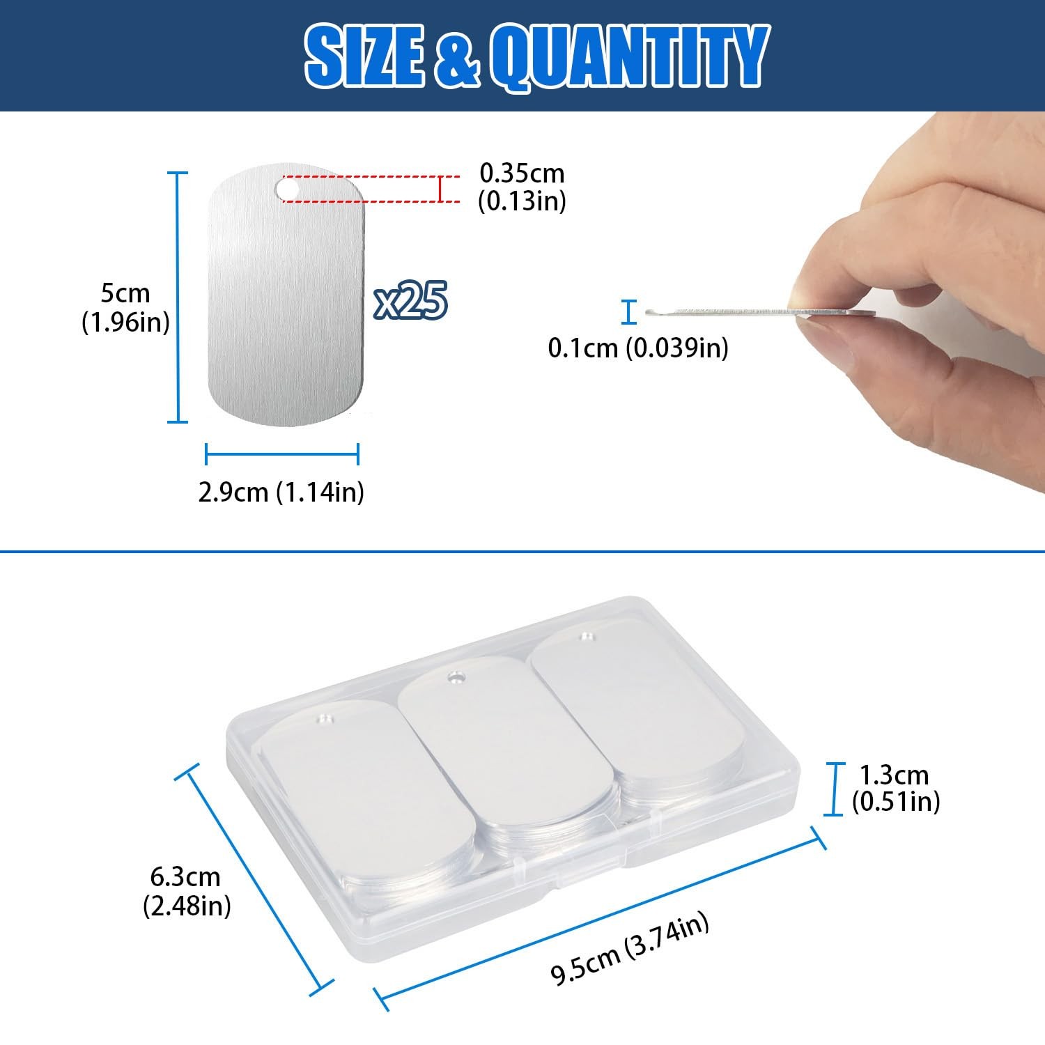 25 Pcs Aluminum Tags for Engraving,Rectangle Stamping Blanks Tags,Sliver Mili…