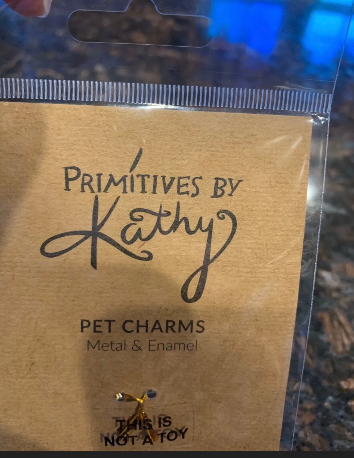 New Primatives by Kathy ALL BARK NO BITE Red Metal Enamel Collar Charm Dog Puppy