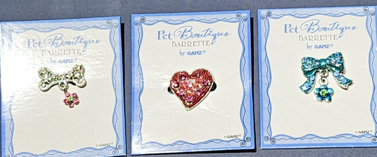 Pet Boutique Rhinestone 1″ Barrette by GANZ Love your Fur Baby 3 Pc Lot