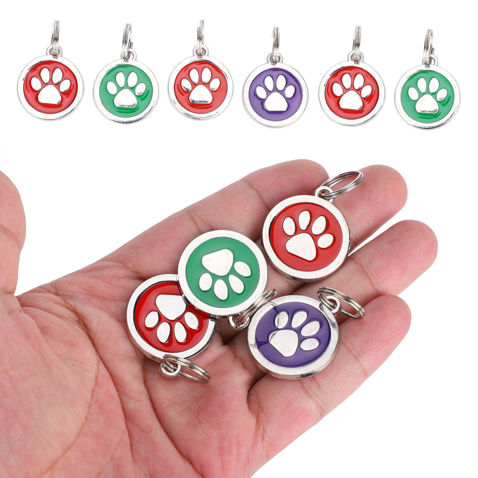 10pcs Pet Footprint Identity Neck Hanging Tag Metal Compact Cute Label for Cats
