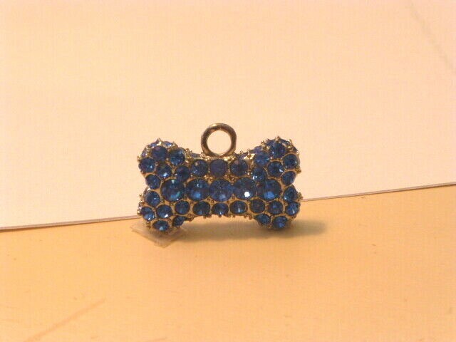 Brilliant Blue Crystal “Puffed” Bone Shaped Charm, Two-Sided, December Birthday