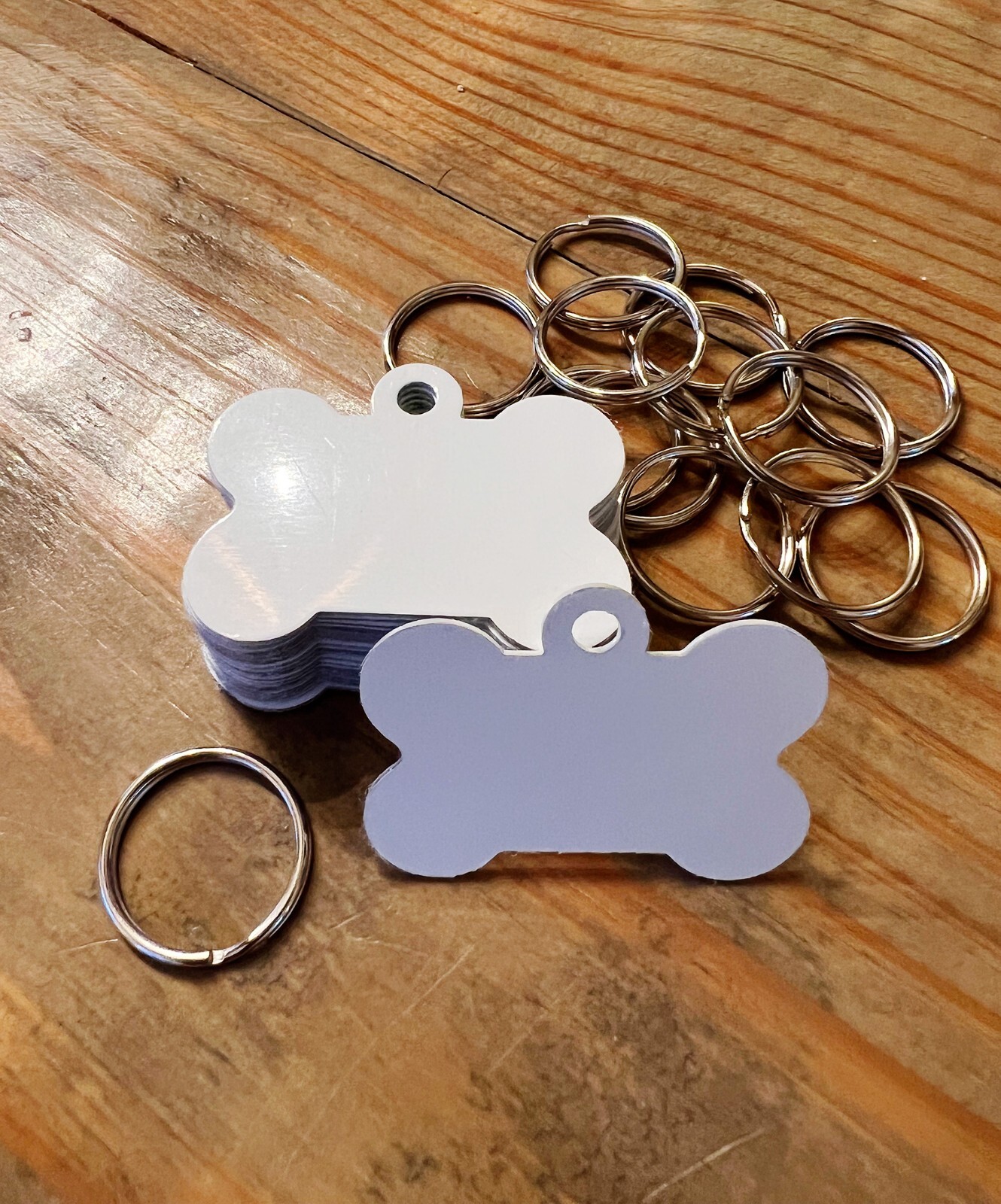 Blank Sublimation Bone Shaped Dog Tags – 20 Tags – Double Sided with Split Ring