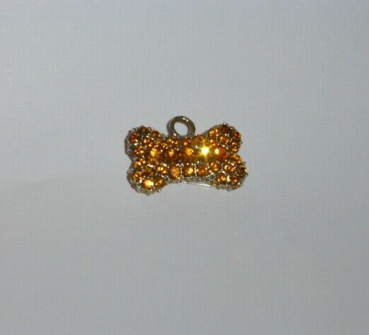 Golden Yellow Crystal “Puffed” Bone Shaped Charm, Two -Sided, November Birthday