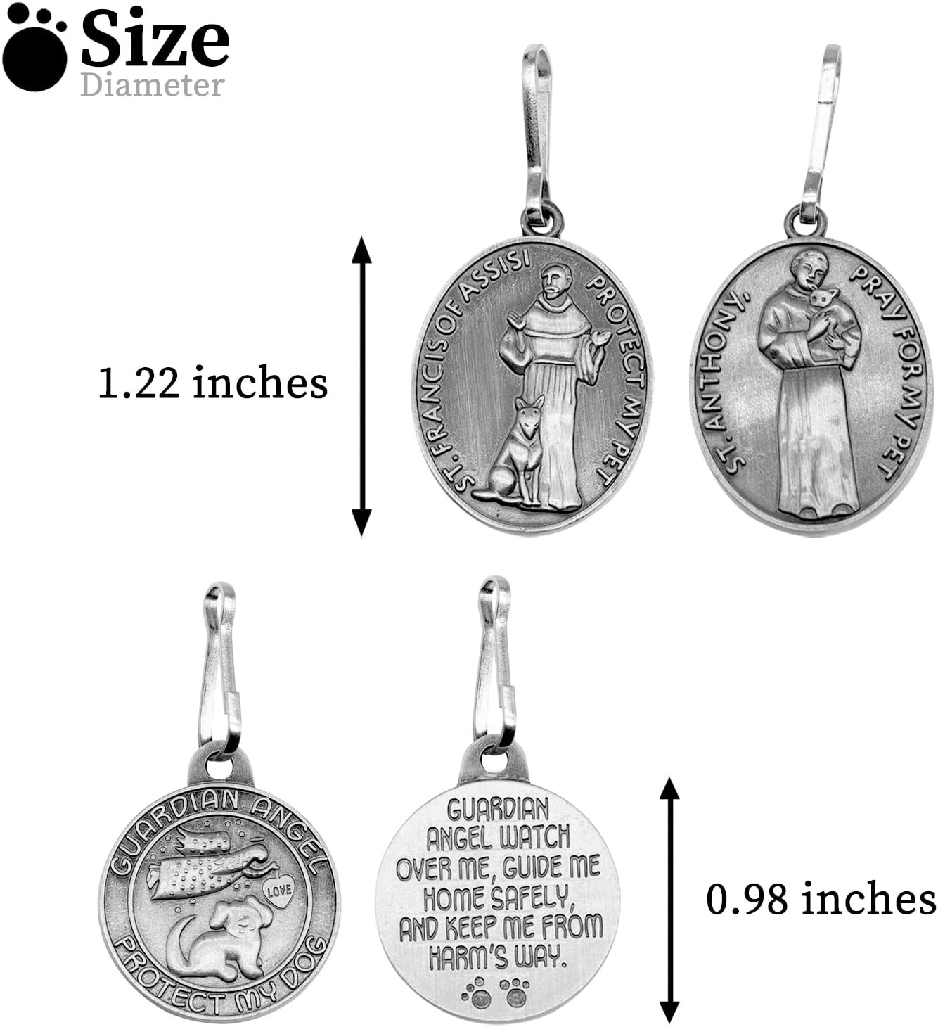 Pet Tags Engraved 2 Packs St Francis of Assisi Cats Dogs Medal Pendant Collar Ch