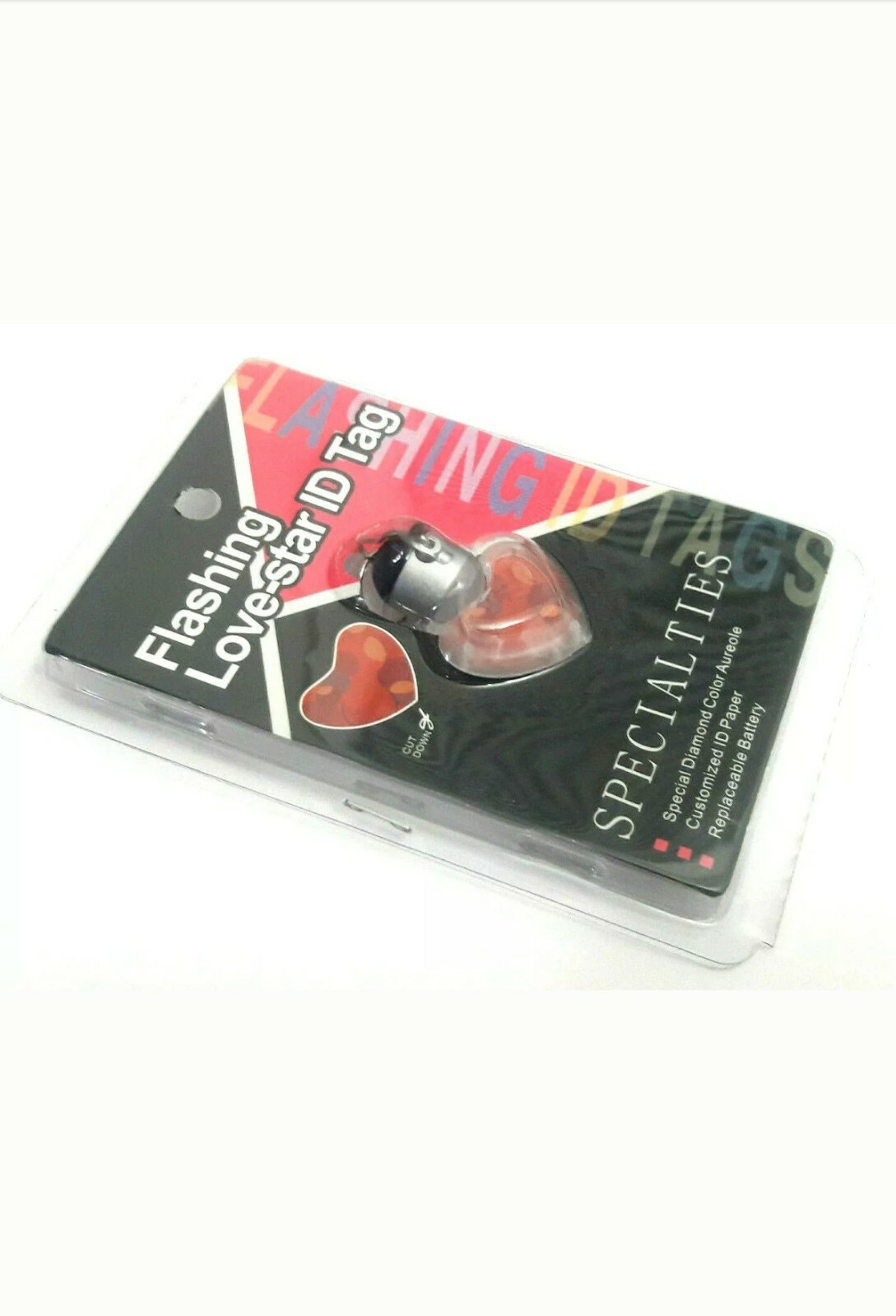 1 SPECIALTIES FLASHING LOVE-STAR PET ID SAFETY TAG HeartDOG CAT LIGHT Brand New!