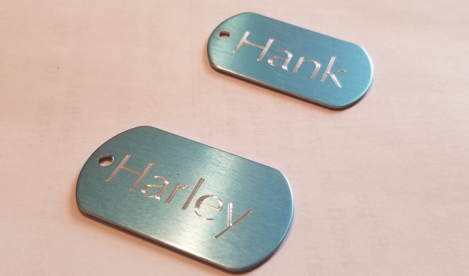 MILITARY STYLE DOG TAGS ID PET TAGS DOUBLE SIDED DIAMOND ENGRAVED (5cm or 4cm)