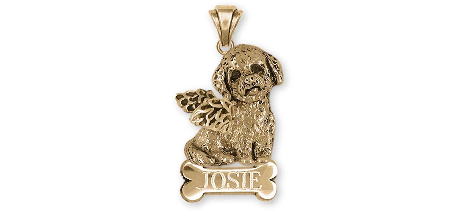 Poochon Angel Personalized Pendant 14k Gold Vermeil Handmade Bichapoo Jewelry P
