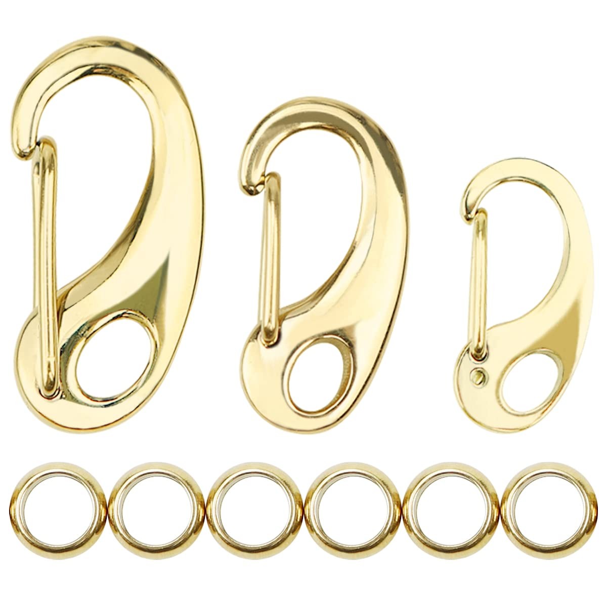 3 Set Gold Pet Tag Quick Clip, Stainless Steel Buckle, Rings, ID Tag Hook