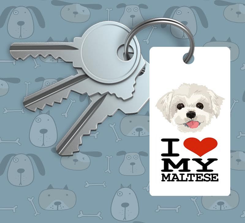 I LOVE MY MALTESE KEYCHAIN DOG TAG (add phone number just incase key lost)