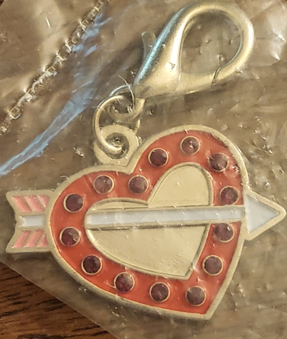 PetCo Dog or Cat Collar Charm New in Bag Red Heart with Rhinestones Arrow