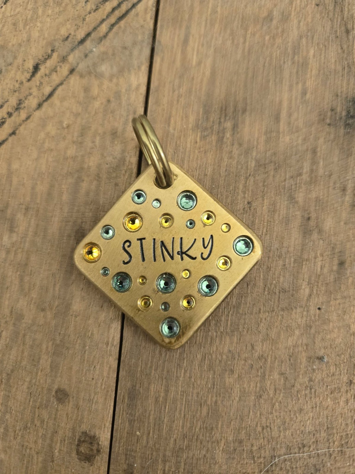 Dobie Kustomz Engraved Dog Tag “Stinky” Swaovdki Crystal
