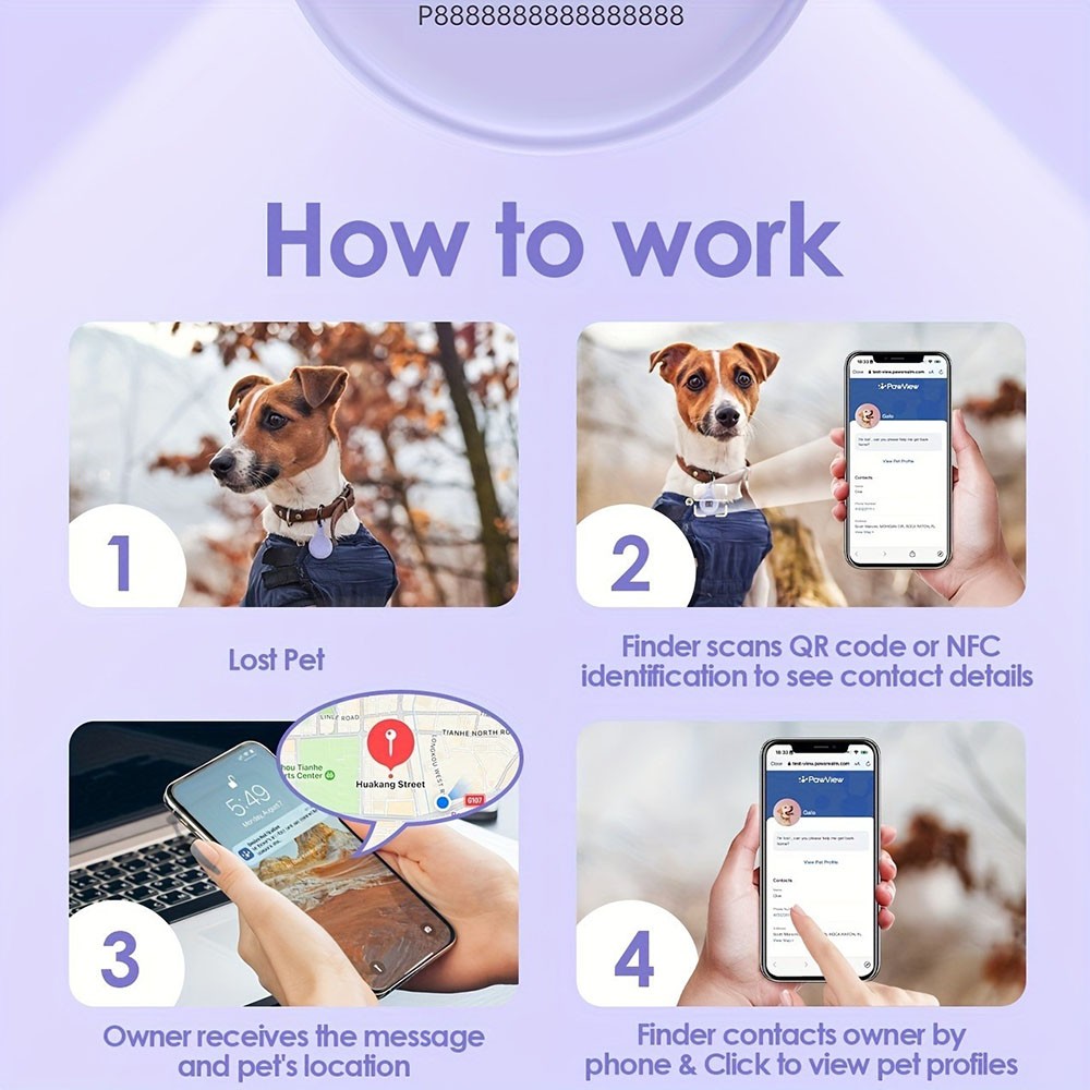 Smart Pet ID Tag NFC QR Code Enabled Anti-Lost Tag for Dogs Cats Easy to Use New