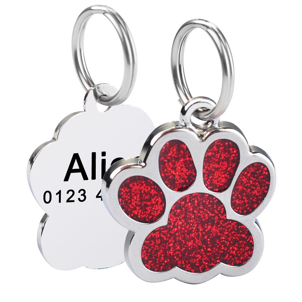 Personalized Dog Tags Custom Engraved Cat Dogs Pet ID Name Tags Collar Bling Paw