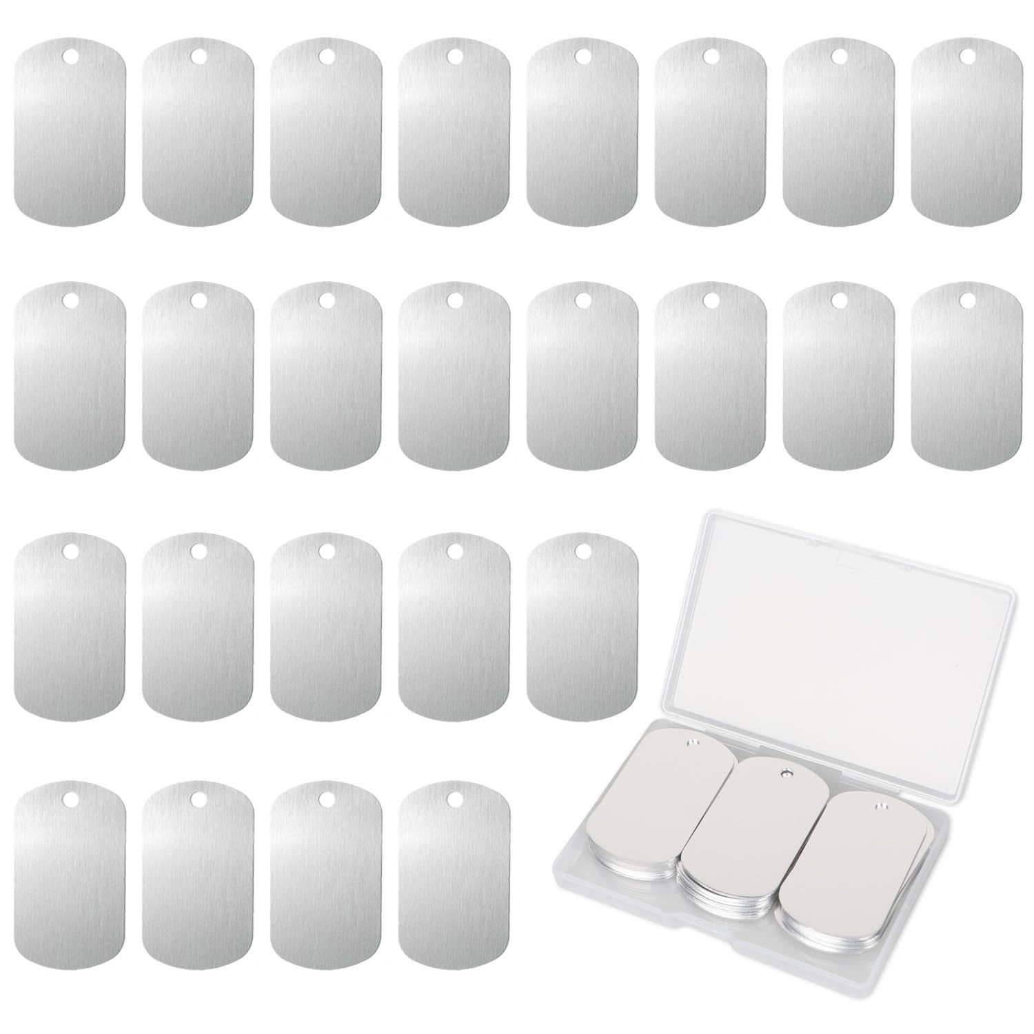 25 Pcs Aluminum Tags for Engraving,Rectangle Stamping Blanks Tags,Sliver Mili…