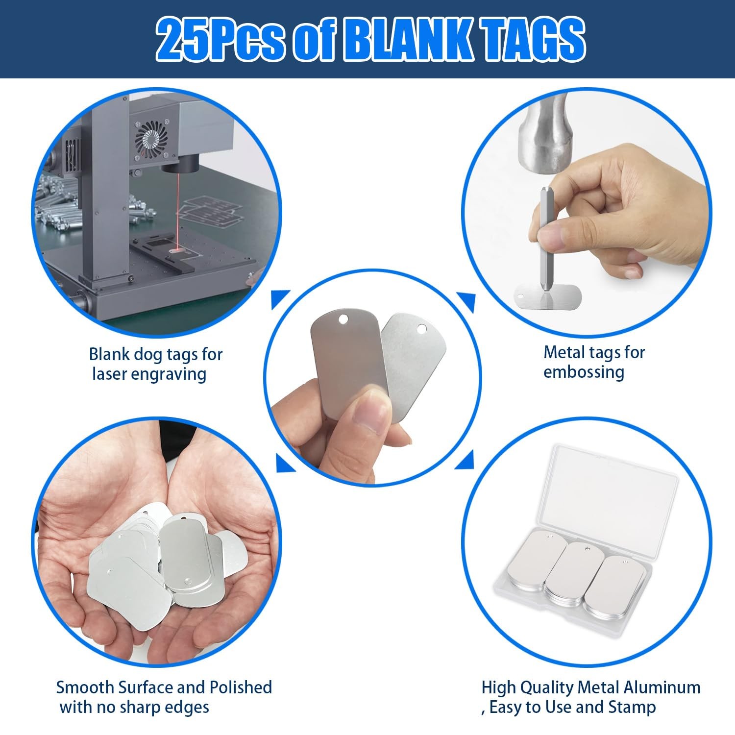 25 Pcs Aluminum Tags for Engraving,Rectangle Stamping Blanks Tags,Sliver Mili…