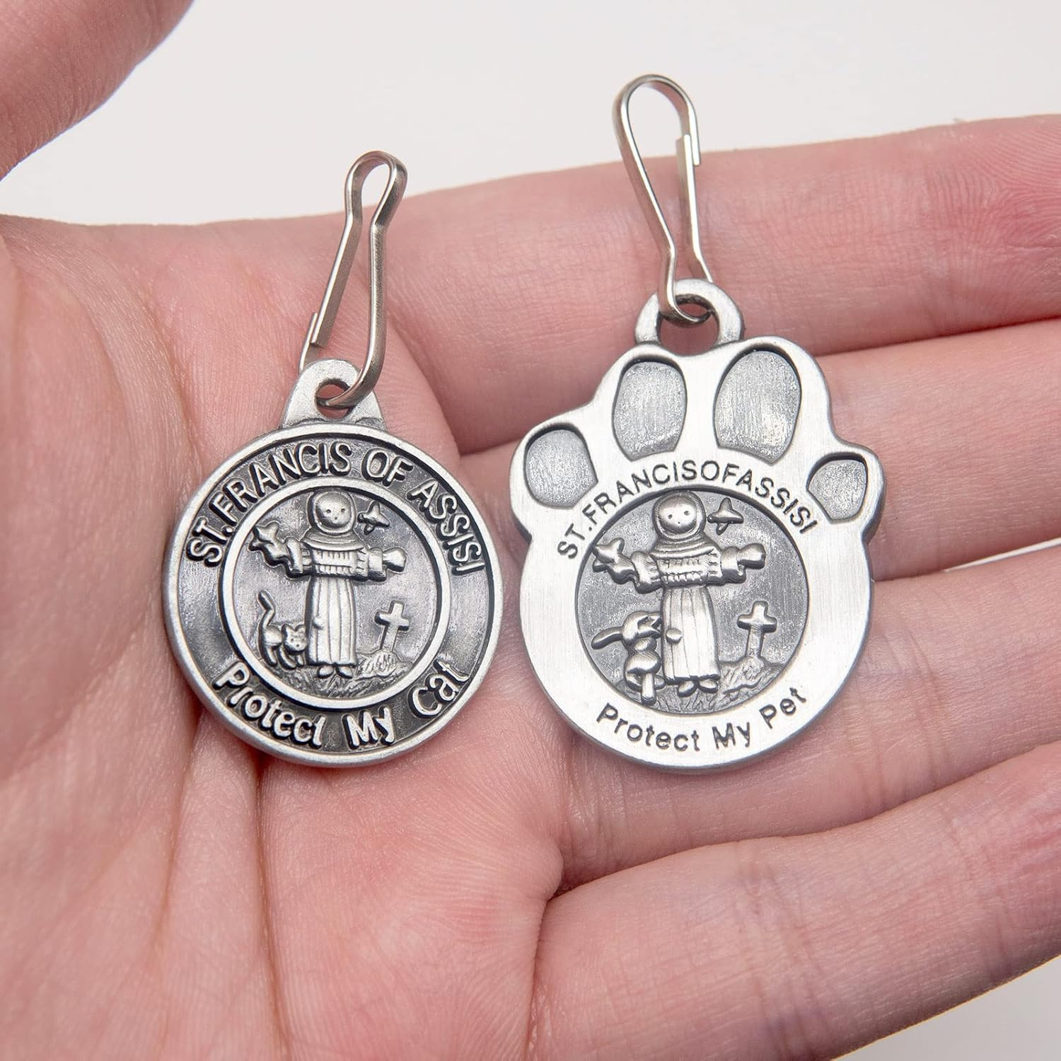 Pet Tags Engraved 2 Packs St Francis of Assisi Dogs Cats Medal Pendant Collar Ch