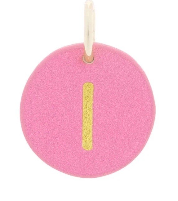 The Cuddle Collab Wear & Share Charm Faux Leather “I” Monogram in Pink