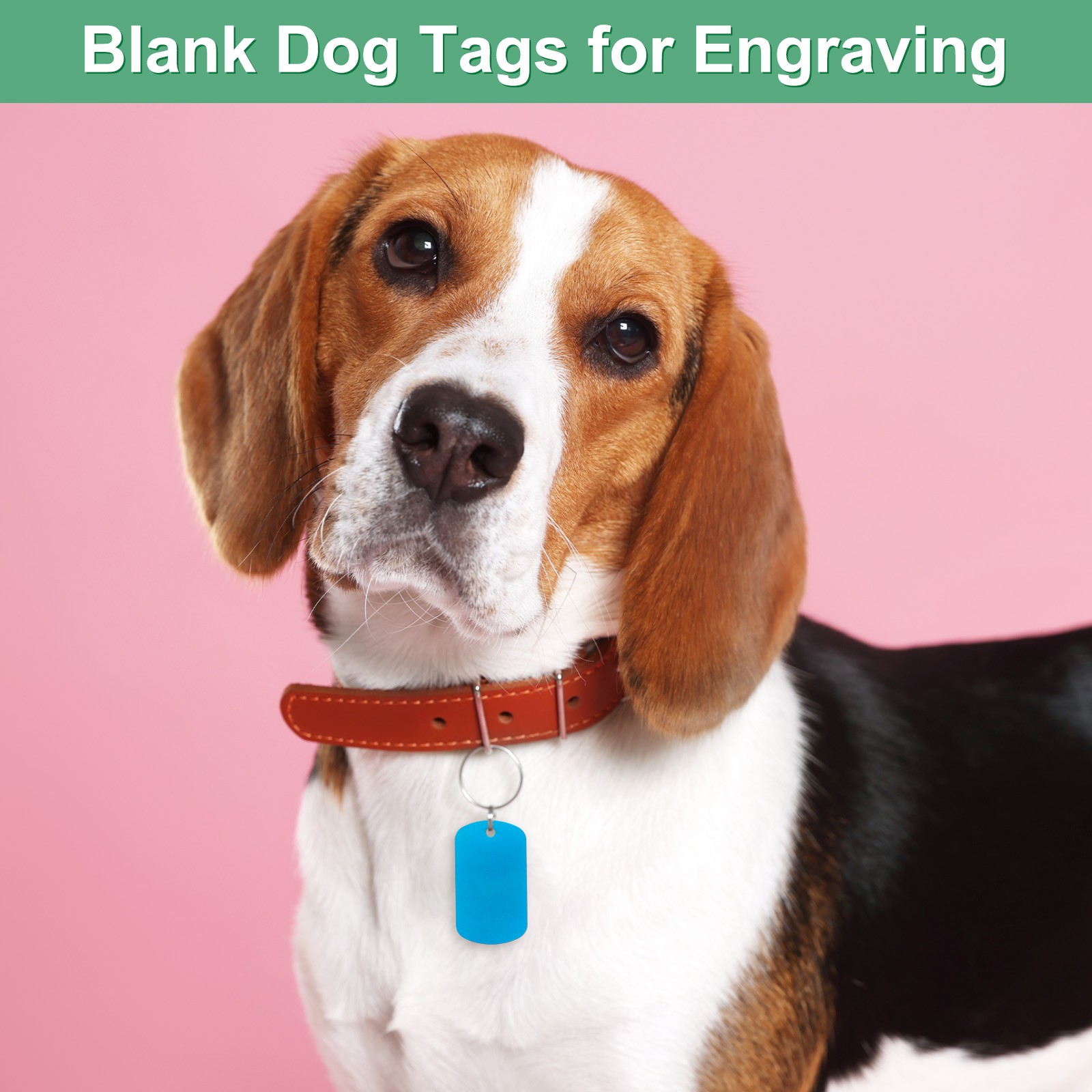 20-Pack 2″ x 1.18″ x 0.04″( L x W x T ) Blank Dog Tags [Lake Blue, 1 Hole]